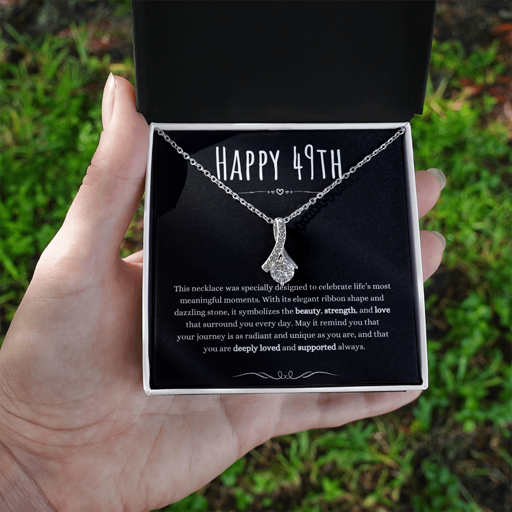 Best Gifts 305 49th Birthday Necklace for Her – Elegant Ribbon Pendant 