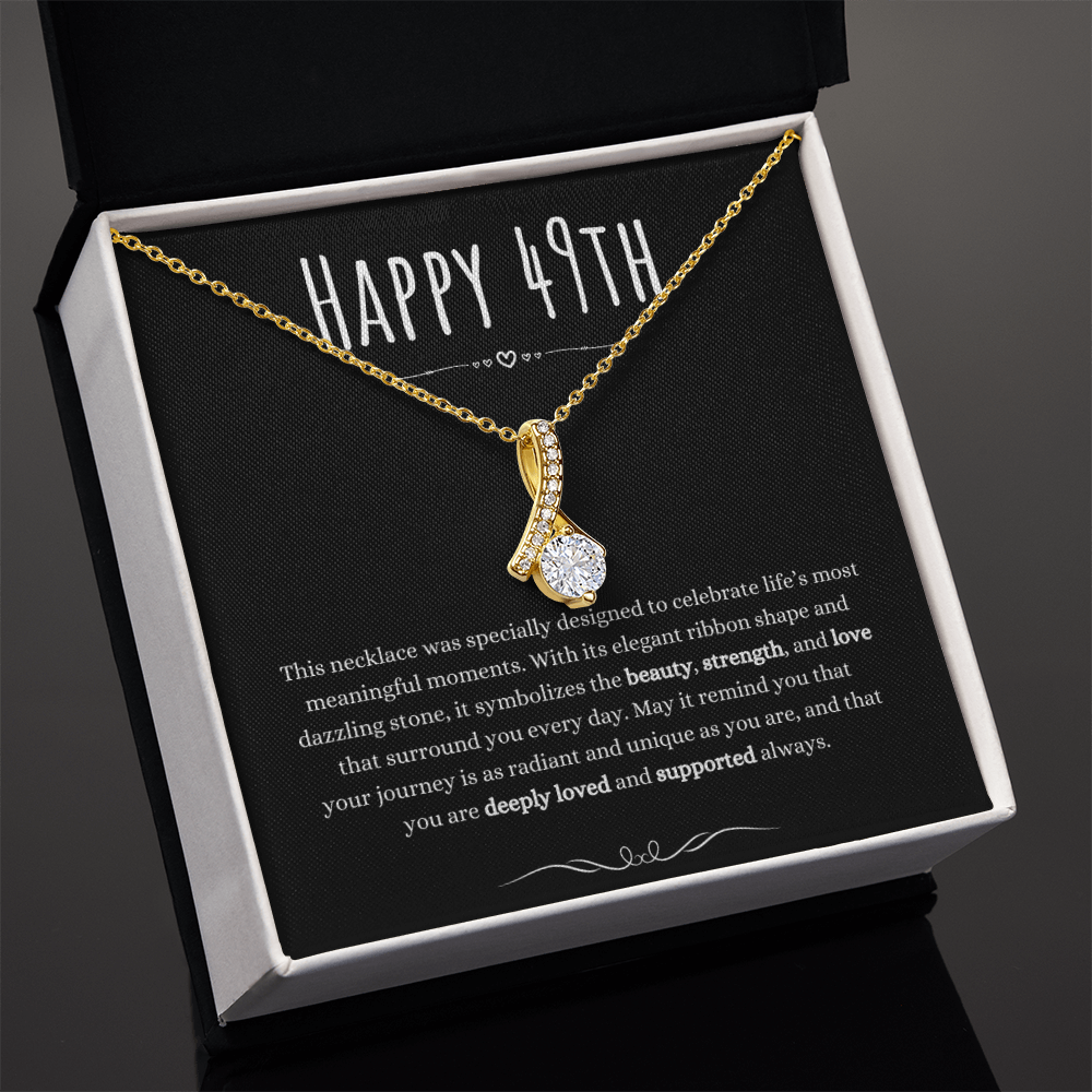 Best Gifts 305 49th Birthday Necklace for Her – Elegant Ribbon Pendant 