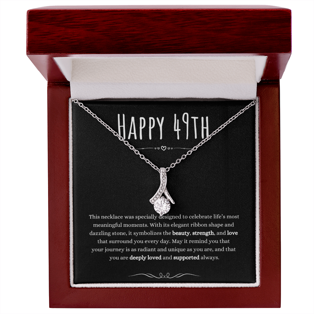 Best Gifts 305 49th Birthday Necklace for Her – Elegant Ribbon Pendant 