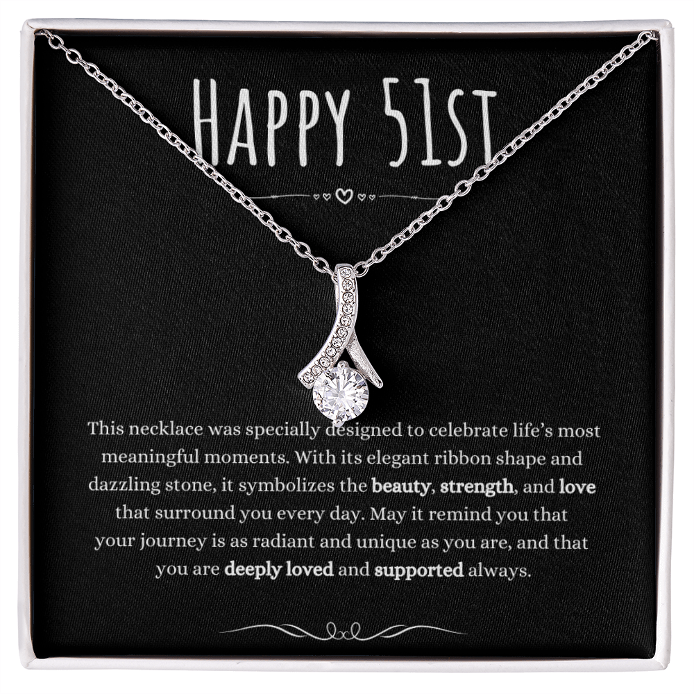 Best Gifts 305 51st Birthday Necklace for Her – Elegant Ribbon Pendant