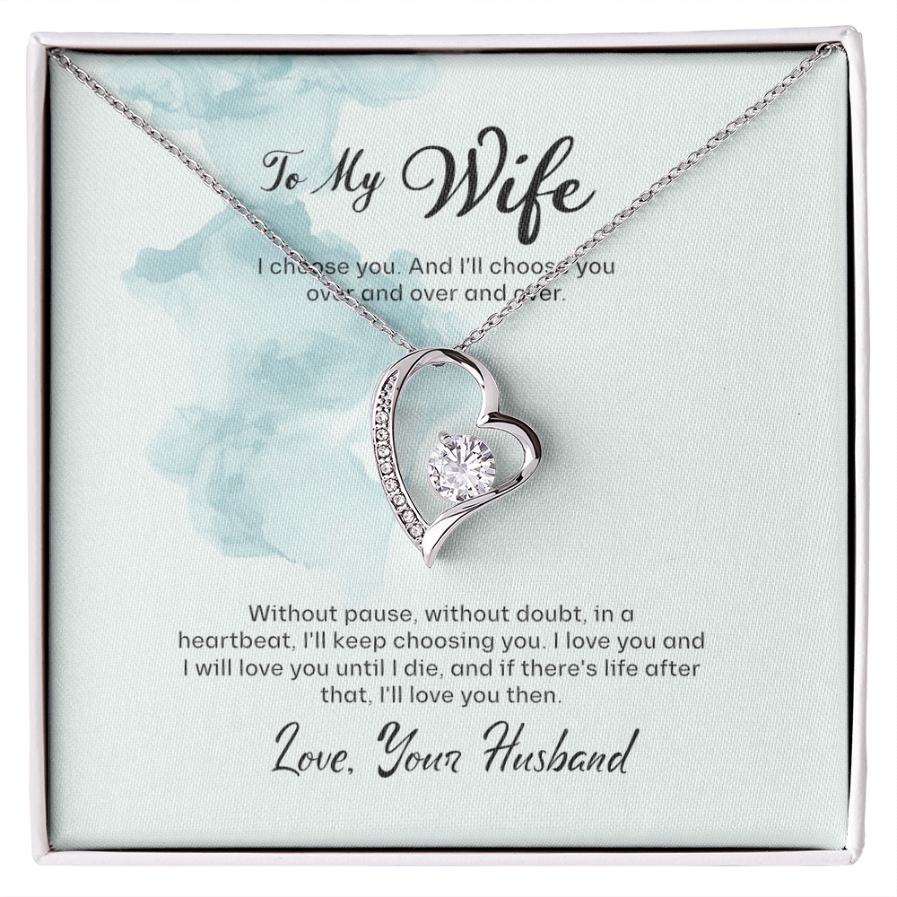 Forever Love Wife Gift Necklace with Heart Pendant