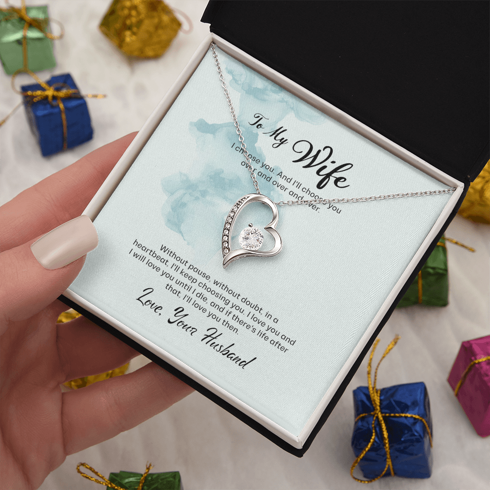 Forever Love Wife Gift Necklace with Heart Pendant