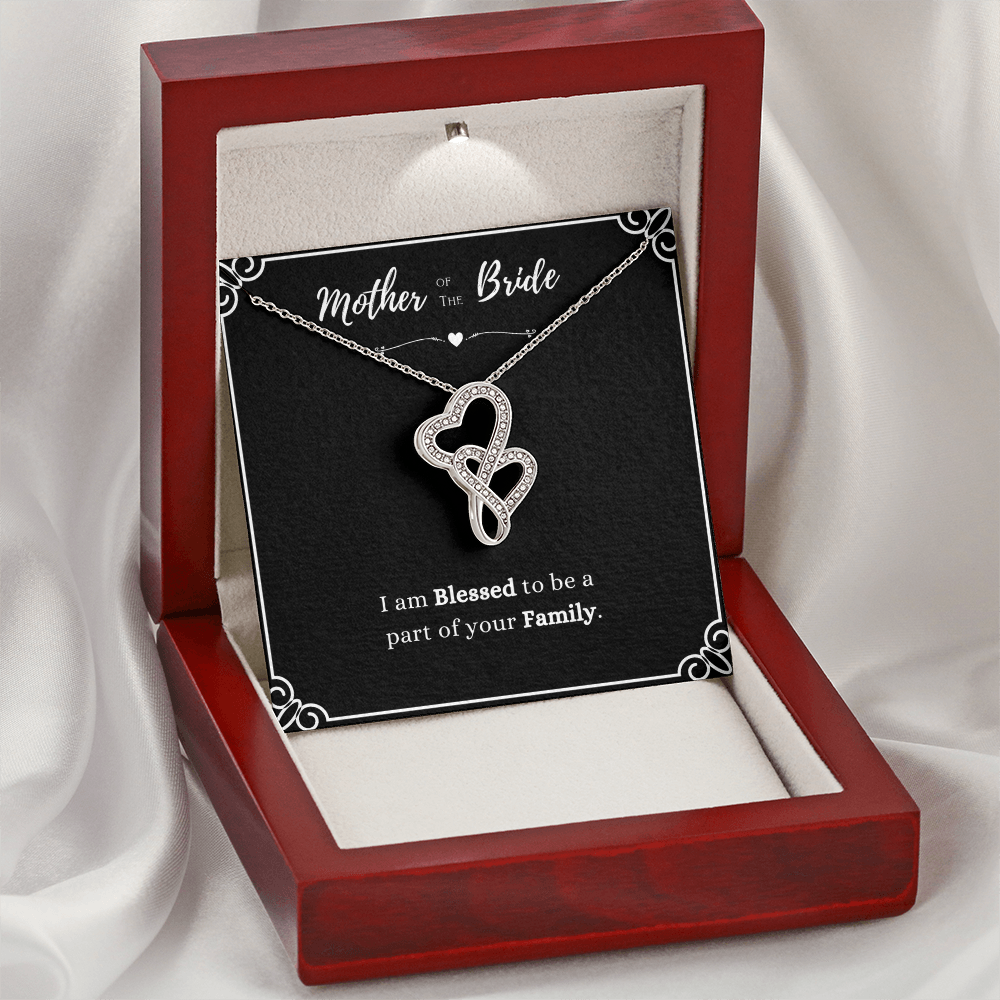 Mother Of The Bride Gift, From Groom, Blessed To Be Part Of Your Family - Heart-to-Heart Pendant Necklace With Message Card by Best Gifts 305