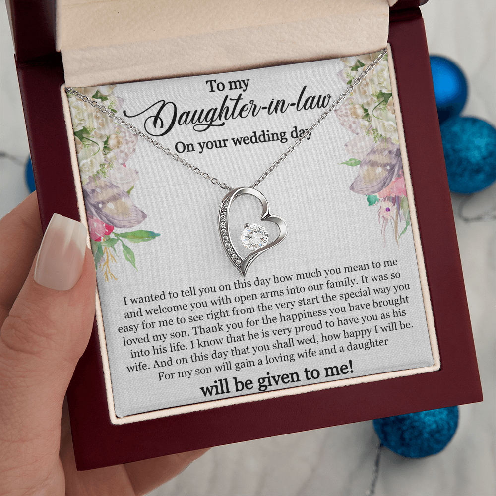 To My Daughter-In-Law, Forever Love Necklace For Daughter-In-Law, Welcome Gift For Daughter-In-Law, Jewelry Gift On Wedding Day by Best Gifts 305