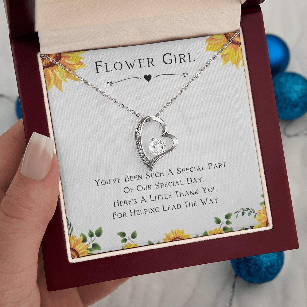 Flower Girl Gift For Wedding Day, Thank You For Leading The Way, Flower Girl Gift From Bride - Forever Love Necklace with Cute Message Card by Best Gifts 305