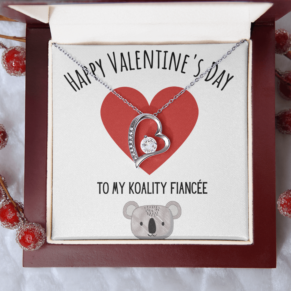 Funny Koala Valentines Day Forever Love Necklace Jewelry Gift For Fiancée, Funny Fiancée V-Day Present From Fiancé, Cute Valentine's Day Message Card Jewelery by Best Gifts 305