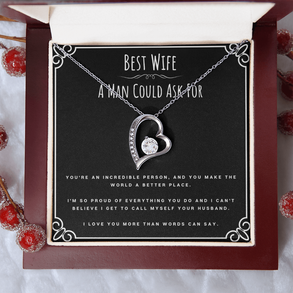 Best Wife A Man Could Ask For Valentines Day Message Card Jewelry Forever Love Necklace Gift From Husband, Wife Anniversary Present, Birthday Christmas Gifts For Wife by Best Gifts 305