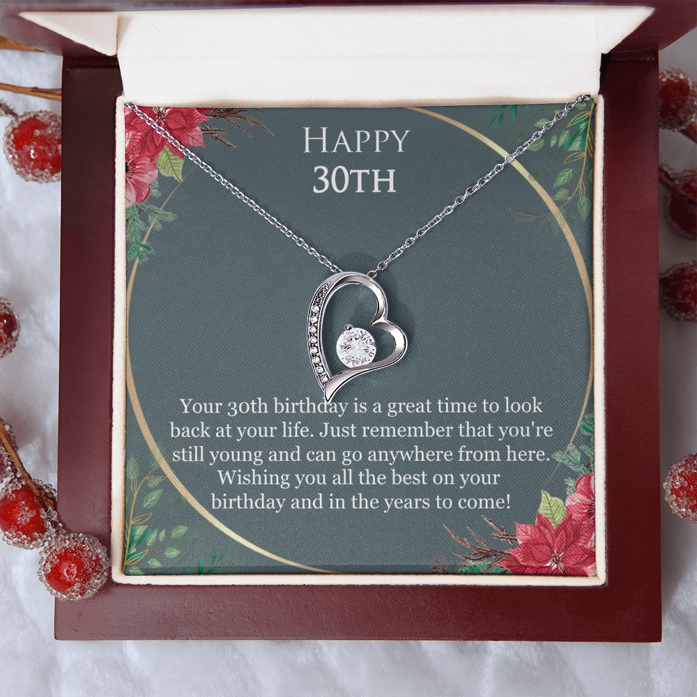 30th Birthday For Her, 30th Birthday Gift Ideas, Happy 30th, Wishing You All The Best - Forever Love Necklace With Birthday Greeting Card by Best Gifts 305