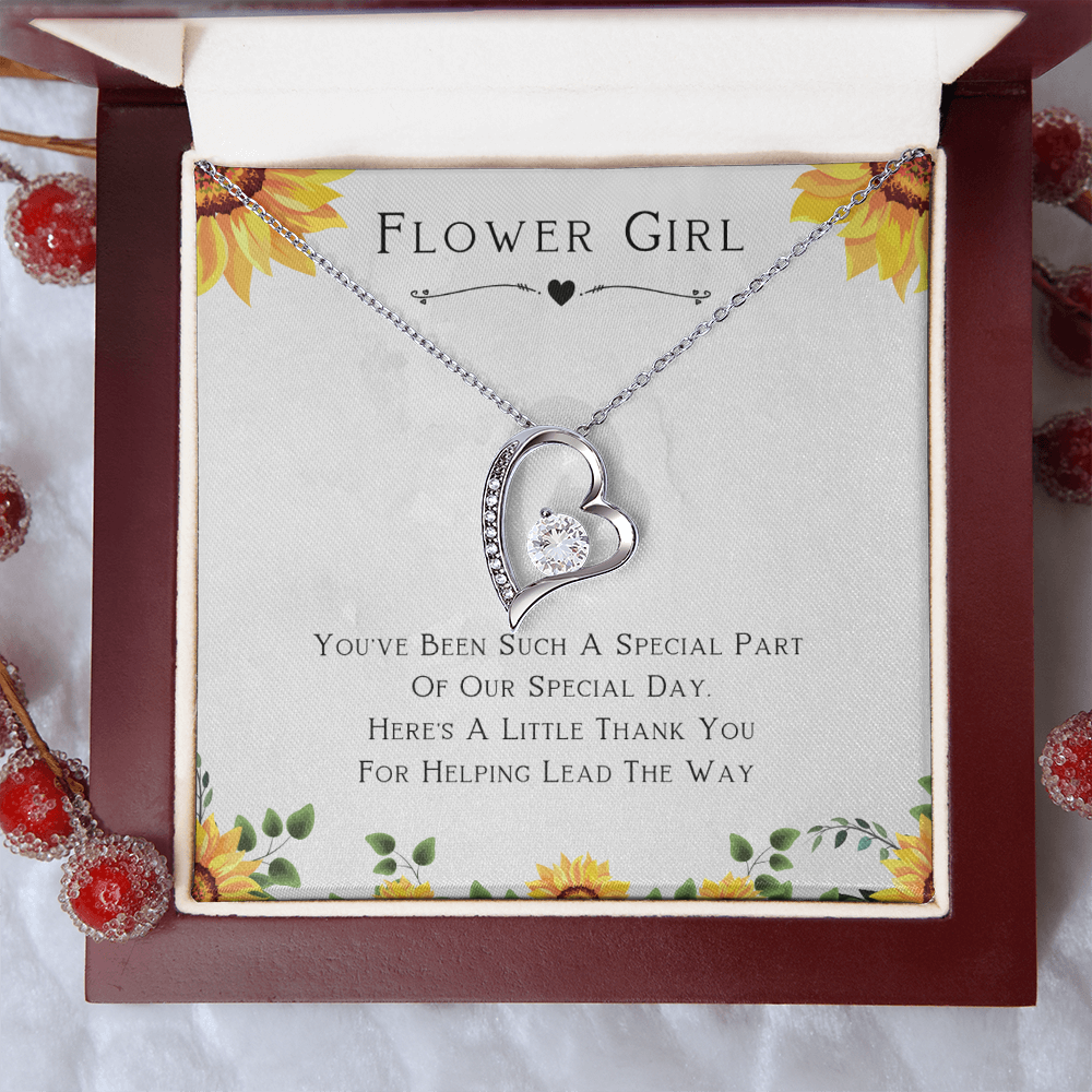 Flower Girl Gift For Wedding Day, Thank You For Leading The Way, Flower Girl Gift From Bride - Forever Love Necklace with Cute Message Card by Best Gifts 305