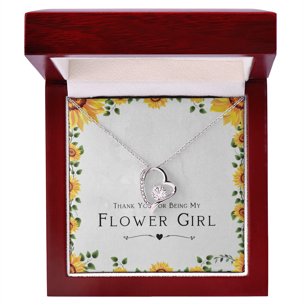 Flower Girl Gift For Wedding Day, Thank You For Being My Flower Girl, Flower Girl Gift From Bride - Forever Love Pendant Necklace with Cute Message Card by Best Gifts 305