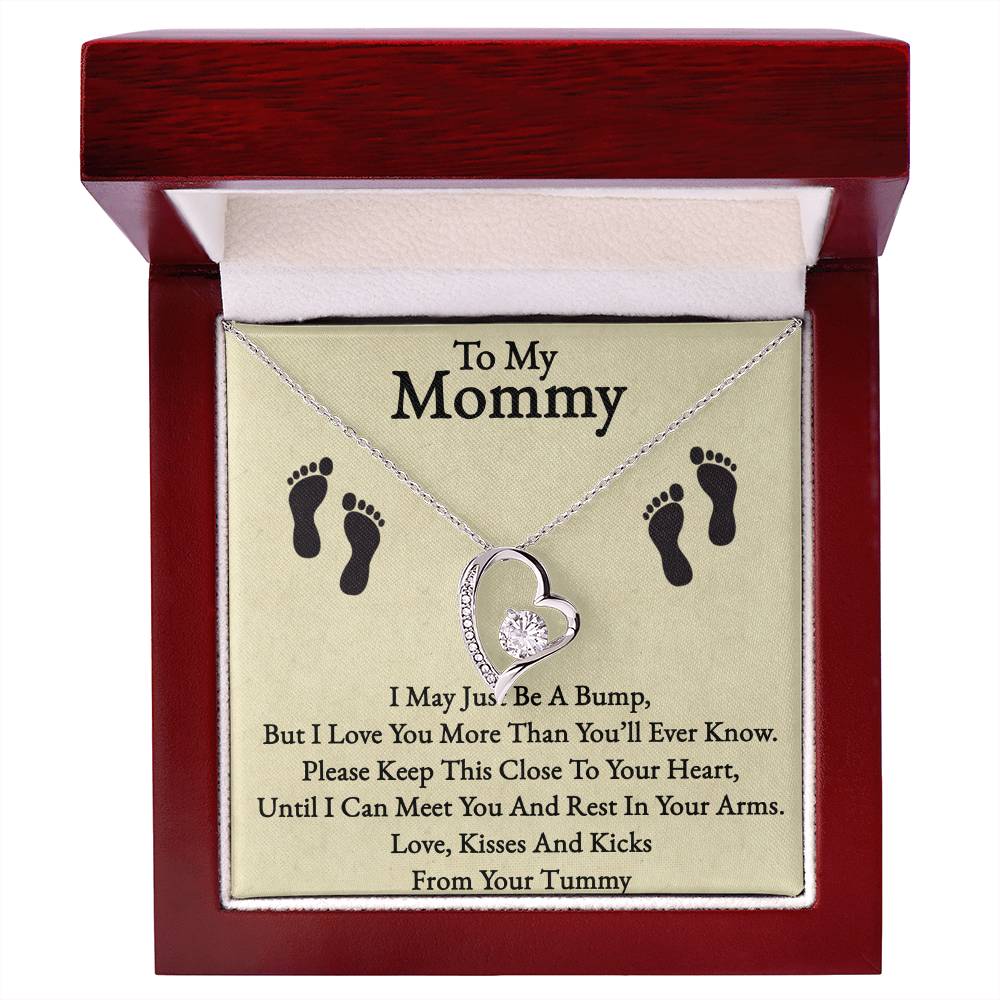 To My Mommy Forever Love Necklace – Pregnancy Announcement Gift, Heart Pendant with CZ Crystal, Adjustable Chain – Thoughtful Jewelry for Expecting Moms