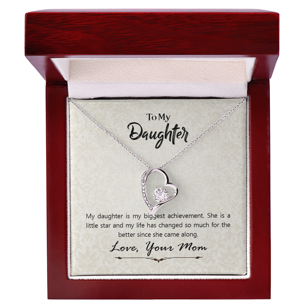 Daughter Heart Necklace from Mom – Forever Love Pendant, Cubic Zirconia Jewelry Gift for Daughter