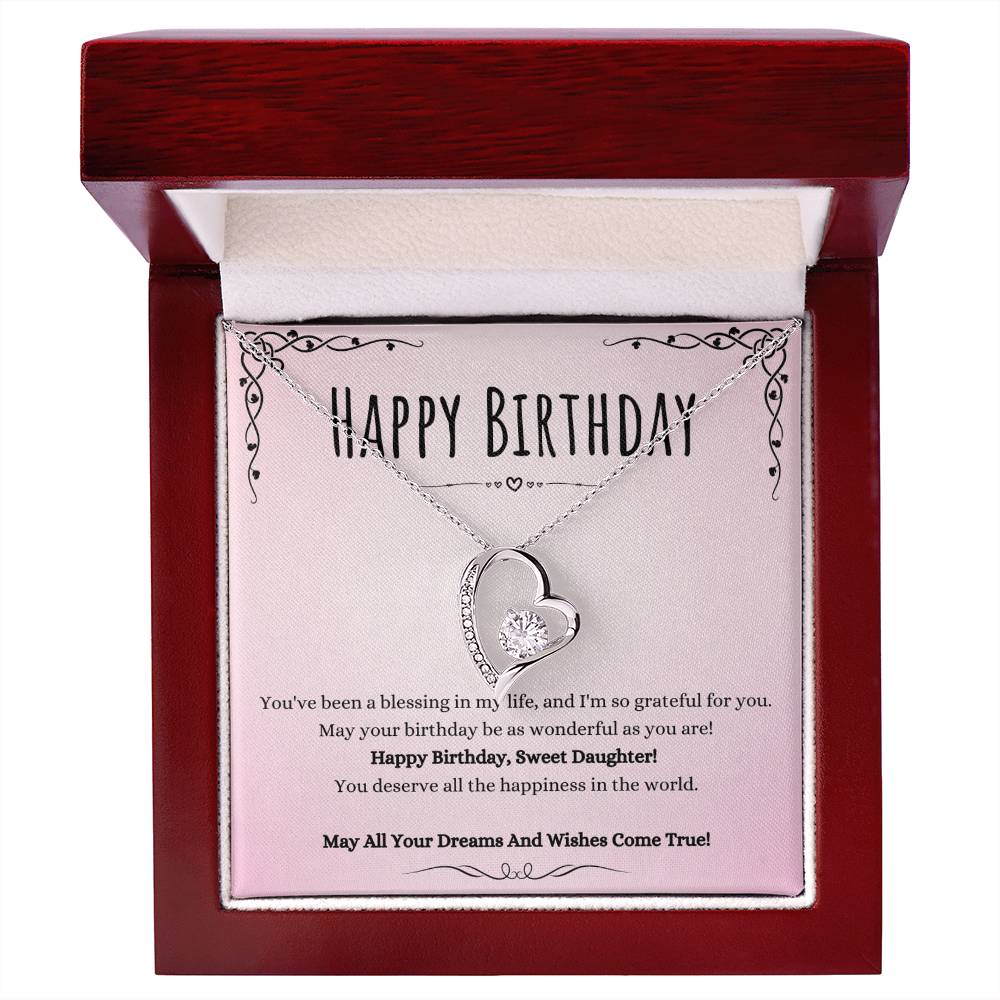 Daughter Birthday Heart Necklace Gift from Mom or Dad – Forever Love Pendant with CZ Crystal