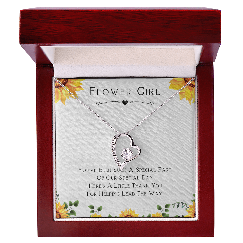Flower Girl Gift For Wedding Day, Thank You For Leading The Way, Flower Girl Gift From Bride - Forever Love Necklace with Cute Message Card by Best Gifts 305