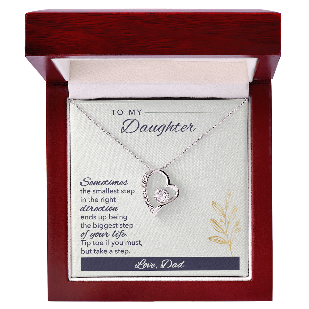 Forever Love Heart Necklace for Daughter – Dad to Daughter Gift, CZ Pendant, Inspirational Jewelry