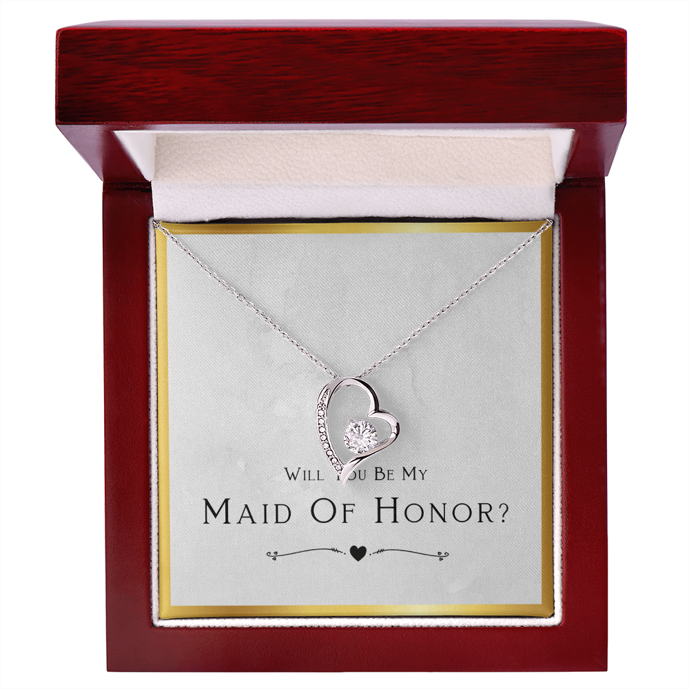 Maid Of Honor Gift, From Bride, Will You Be My Maid Of Honor, Proposal Gift - Forever Love Heart Necklace with Message Card by Best Gifts 305