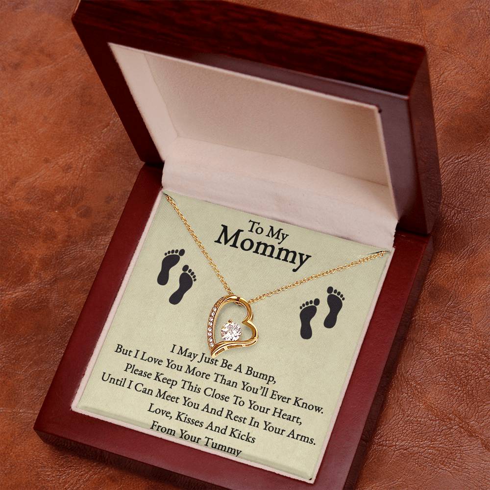 To My Mommy Forever Love Necklace – Pregnancy Announcement Gift, Heart Pendant with CZ Crystal, Adjustable Chain – Thoughtful Jewelry for Expecting Moms