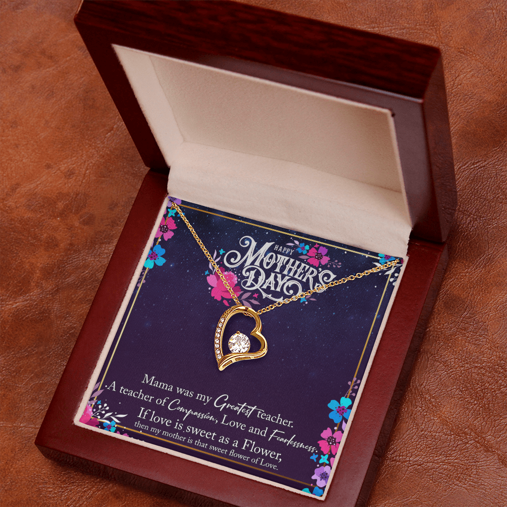 Forever Love Necklace – 14k White Gold or 18k Yellow Gold Finish with Heart Pendant & 6.5mm Cubic Zirconia for Mother's Day