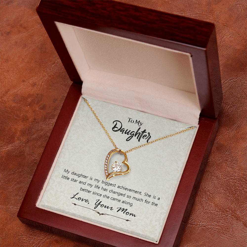Daughter Heart Necklace from Mom – Forever Love Pendant, Cubic Zirconia Jewelry Gift for Daughter