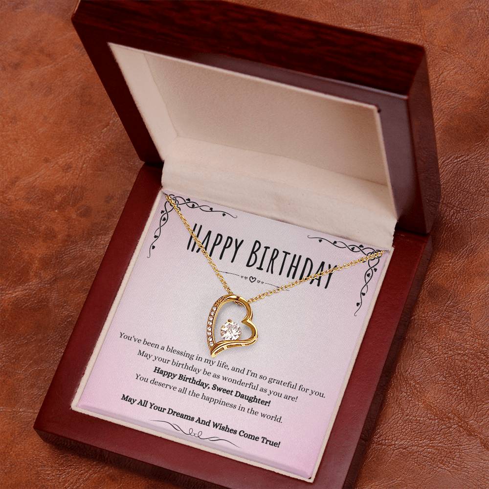 Daughter Birthday Heart Necklace Gift from Mom or Dad – Forever Love Pendant with CZ Crystal