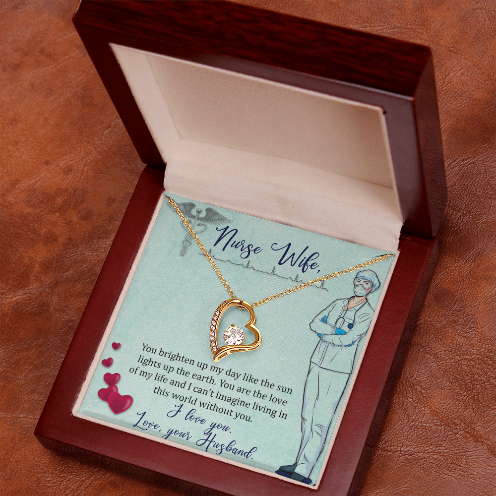 Forever Love Necklace for Nurse Wife - Stunning 6.5mm CZ Heart Pendant - 14K White Gold or 18K Yellow Gold Finish - Adjustable Chain - Perfect Gift from Husband
