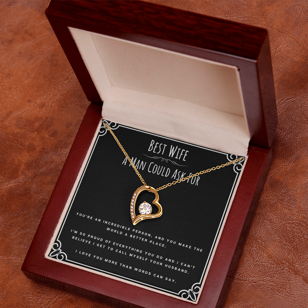 Best Wife A Man Could Ask For Valentines Day Message Card Jewelry Forever Love Necklace Gift From Husband, Wife Anniversary Present, Birthday Christmas Gifts For Wife by Best Gifts 305