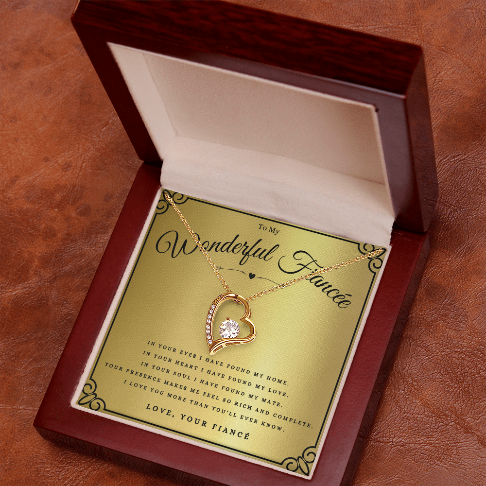 To My Wonderful Fiancée Forever Love Necklace Gift For Fiancée Anniversary, Fiancée Valentines Day Message Card Christmas Present From Fiancé, Fiancée Birthday Jewelry Gift by Best Gifts 305