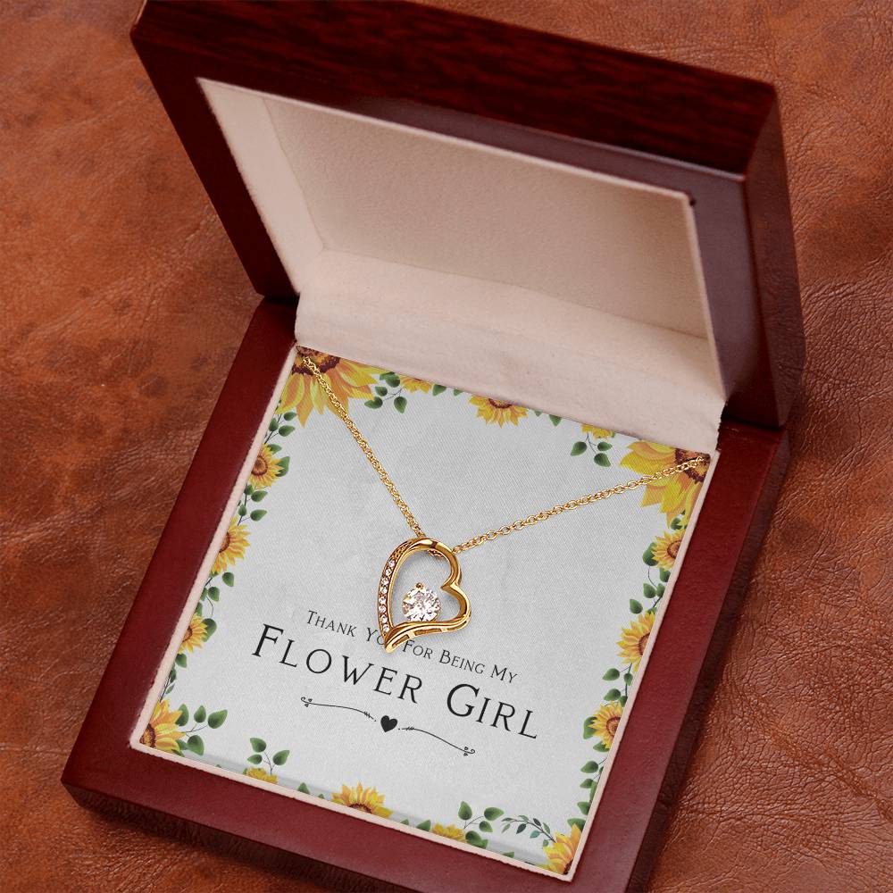 Flower Girl Gift For Wedding Day, Thank You For Being My Flower Girl, Flower Girl Gift From Bride - Forever Love Pendant Necklace with Cute Message Card by Best Gifts 305