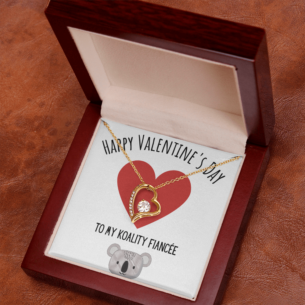 Funny Koala Valentines Day Forever Love Necklace Jewelry Gift For Fiancée, Funny Fiancée V-Day Present From Fiancé, Cute Valentine's Day Message Card Jewelery by Best Gifts 305