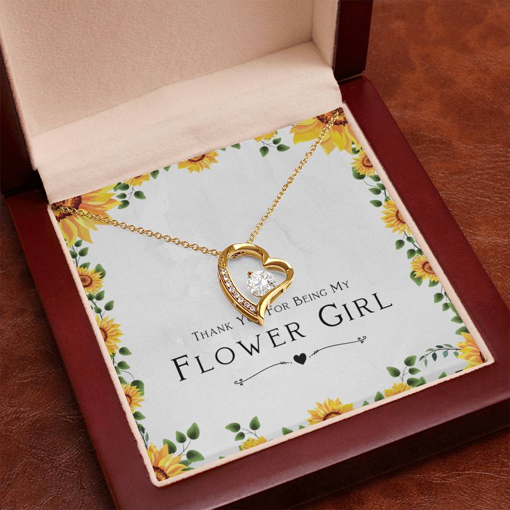 Flower Girl Gift For Wedding Day, Thank You For Being My Flower Girl, Flower Girl Gift From Bride - Forever Love Pendant Necklace with Cute Message Card by Best Gifts 305