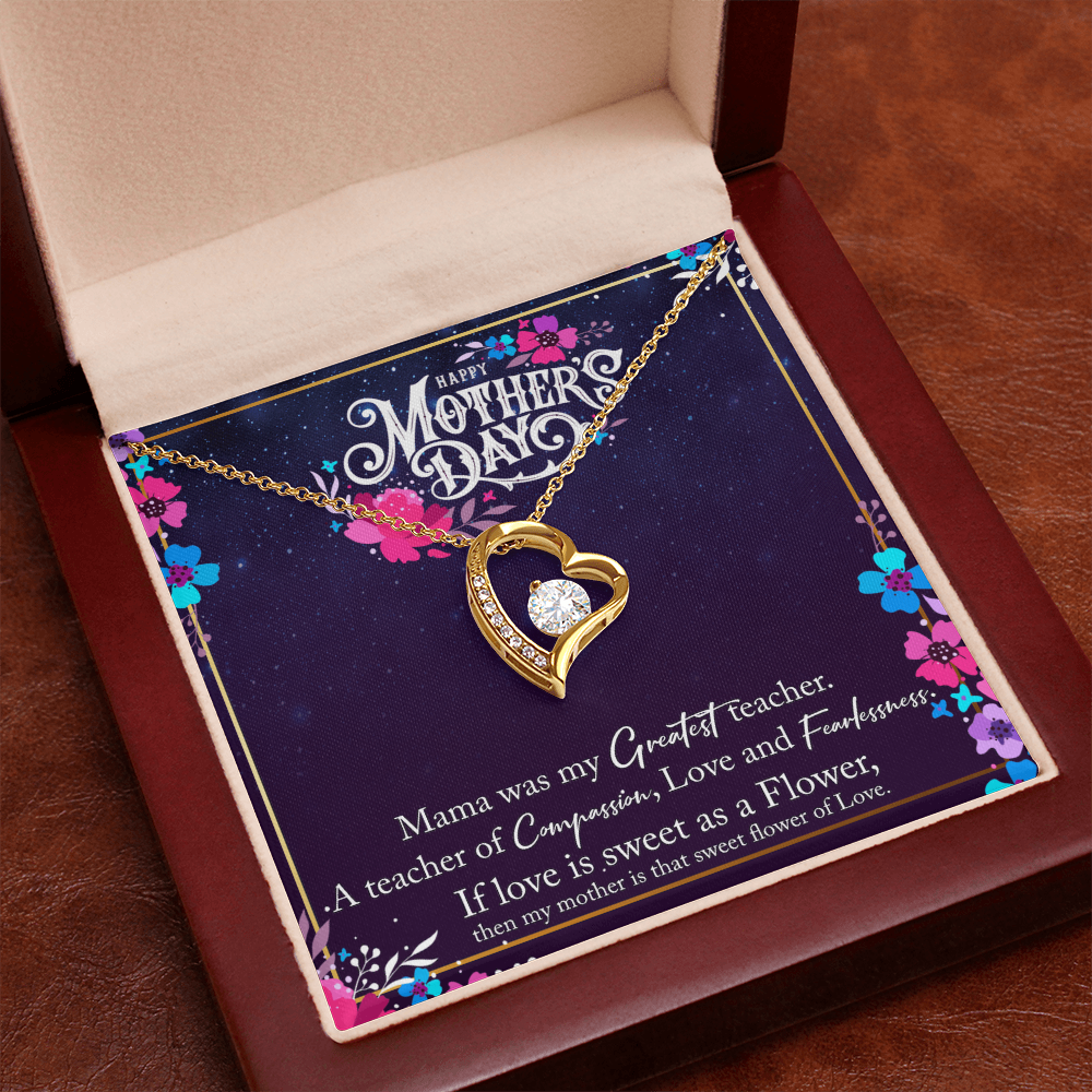 Forever Love Necklace – 14k White Gold or 18k Yellow Gold Finish with Heart Pendant & 6.5mm Cubic Zirconia for Mother's Day
