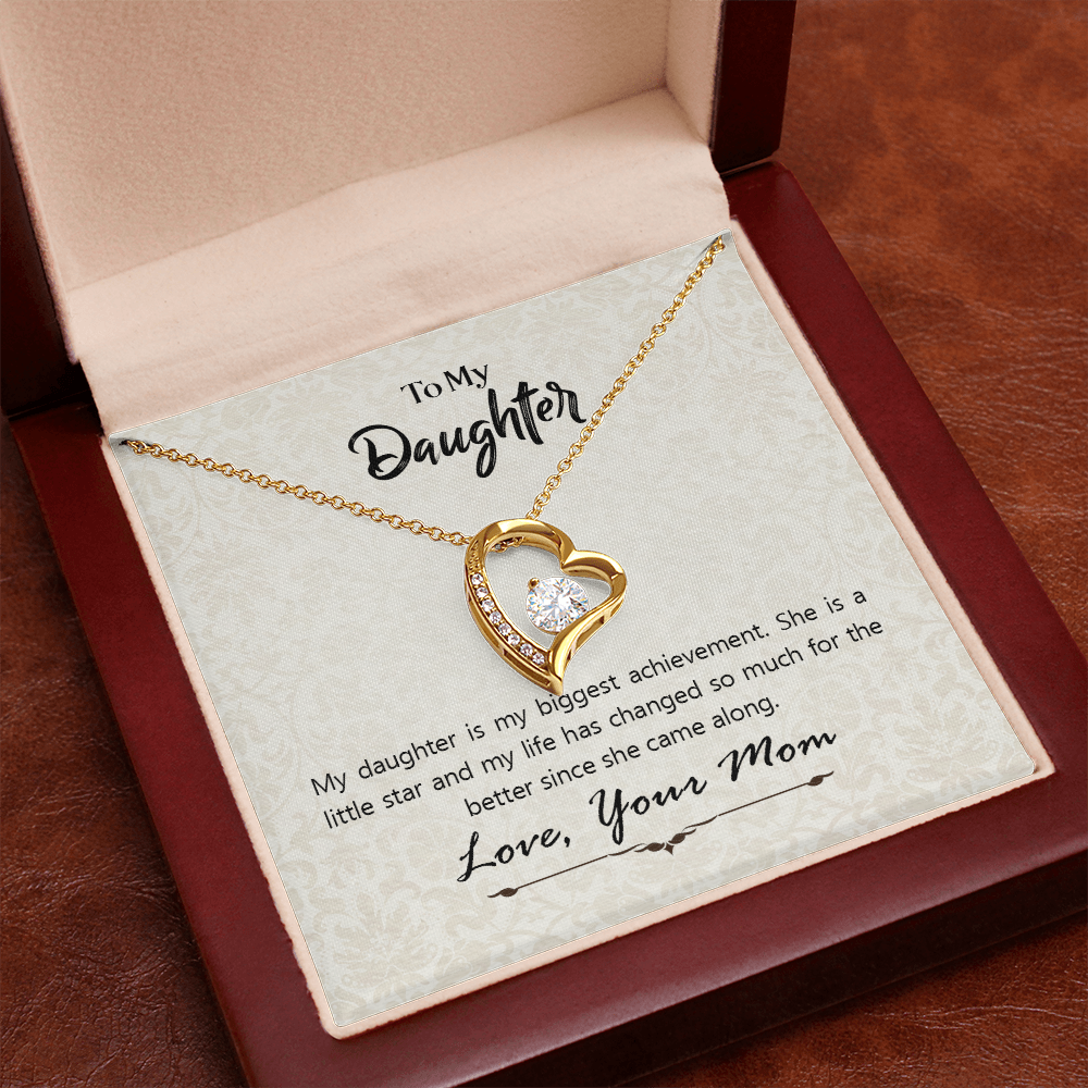 Daughter Heart Necklace from Mom – Forever Love Pendant, Cubic Zirconia Jewelry Gift for Daughter