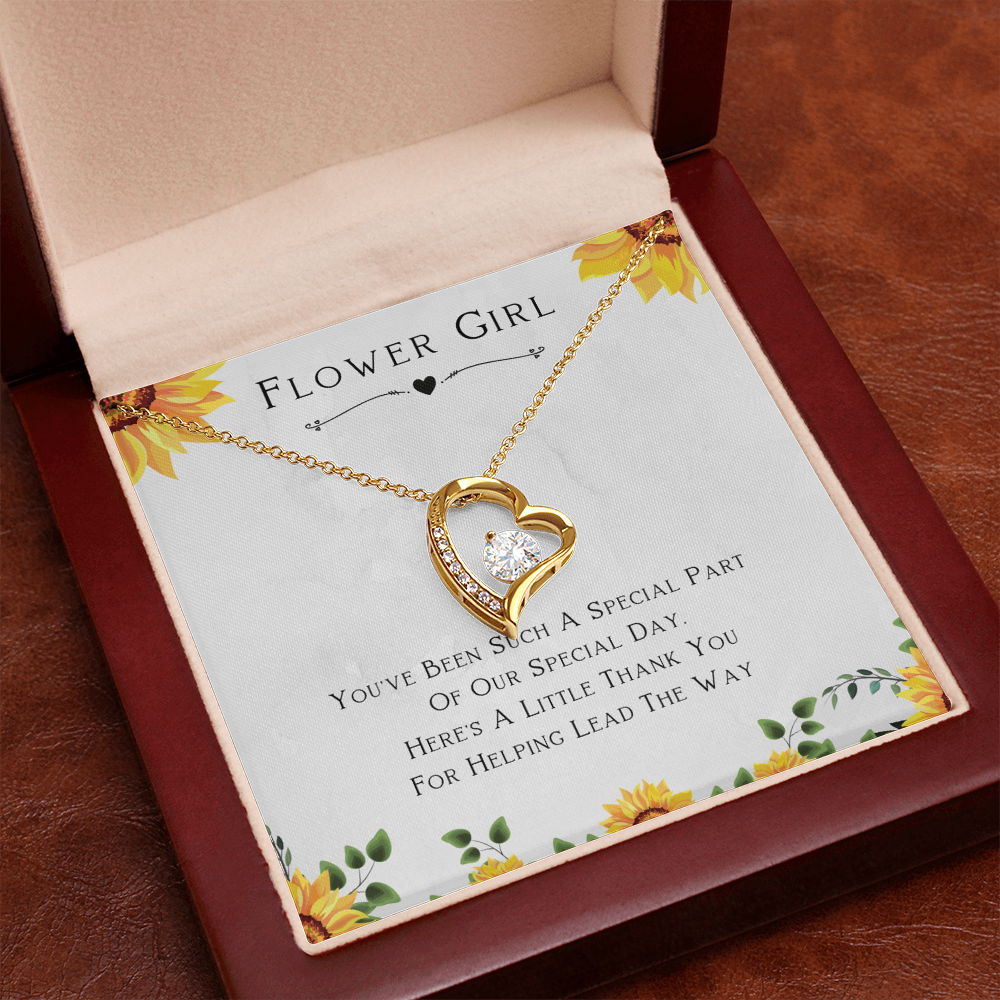 Flower Girl Gift For Wedding Day, Thank You For Leading The Way, Flower Girl Gift From Bride - Forever Love Necklace with Cute Message Card by Best Gifts 305