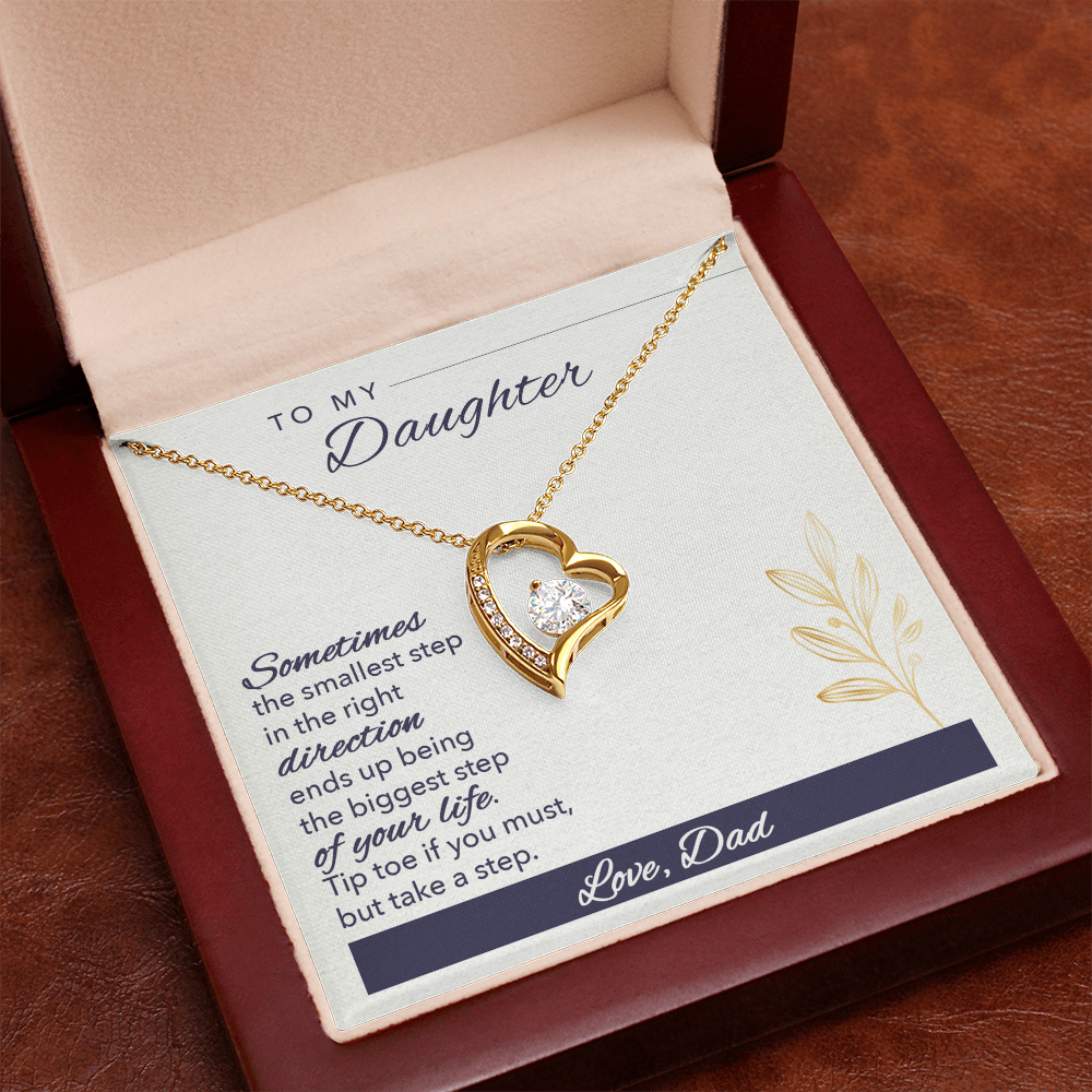 Forever Love Heart Necklace for Daughter – Dad to Daughter Gift, CZ Pendant, Inspirational Jewelry
