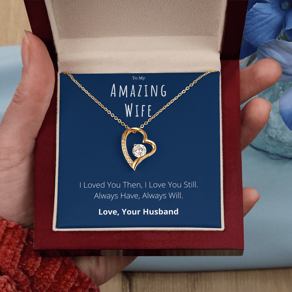 To My Amazing Wife Forever Love Necklace Anniversary Message Card Jewelry Gift From Husband, Heartwarming Wife Valentines Day Present by Best Gifts 305