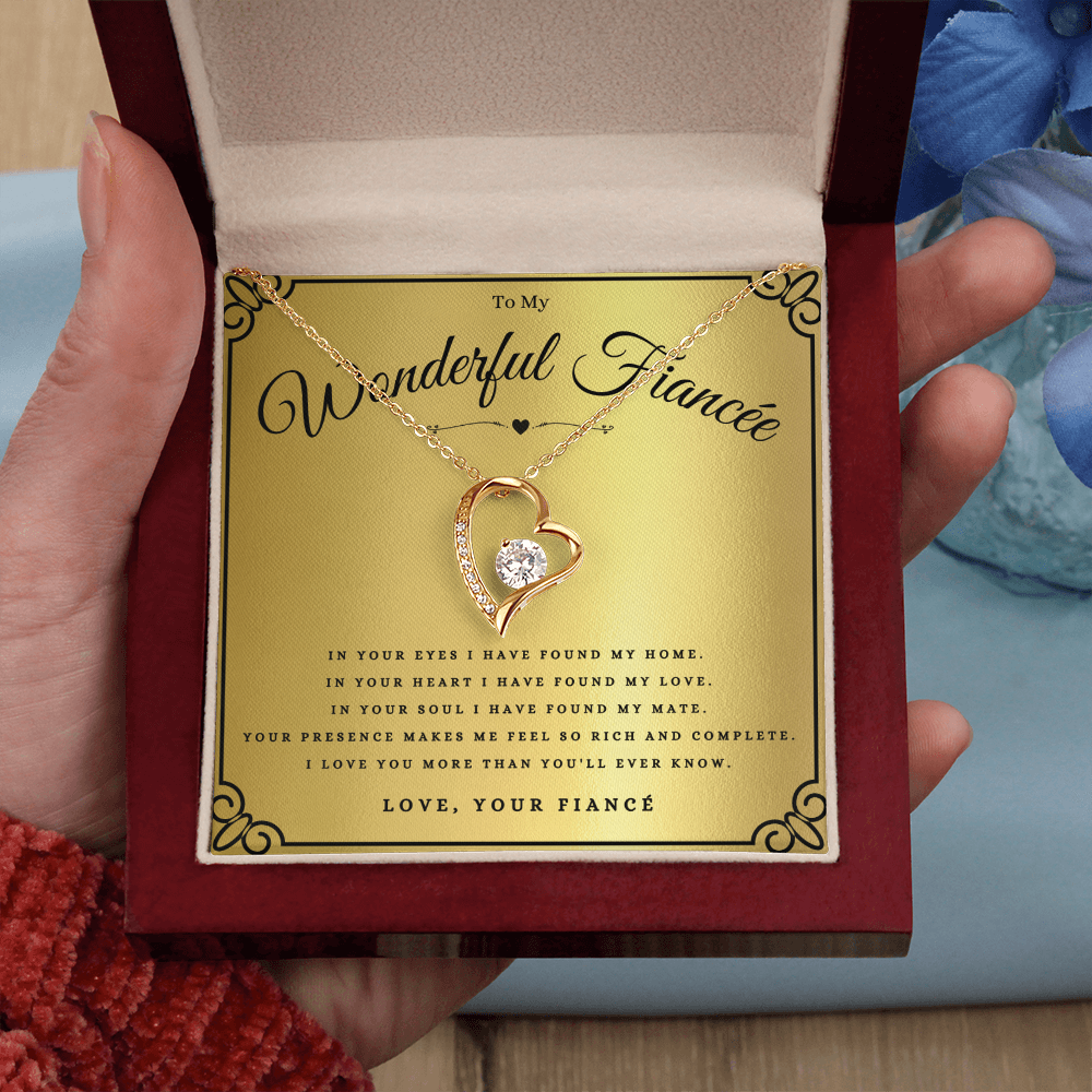 To My Wonderful Fiancée Forever Love Necklace Gift For Fiancée Anniversary, Fiancée Valentines Day Message Card Christmas Present From Fiancé, Fiancée Birthday Jewelry Gift by Best Gifts 305