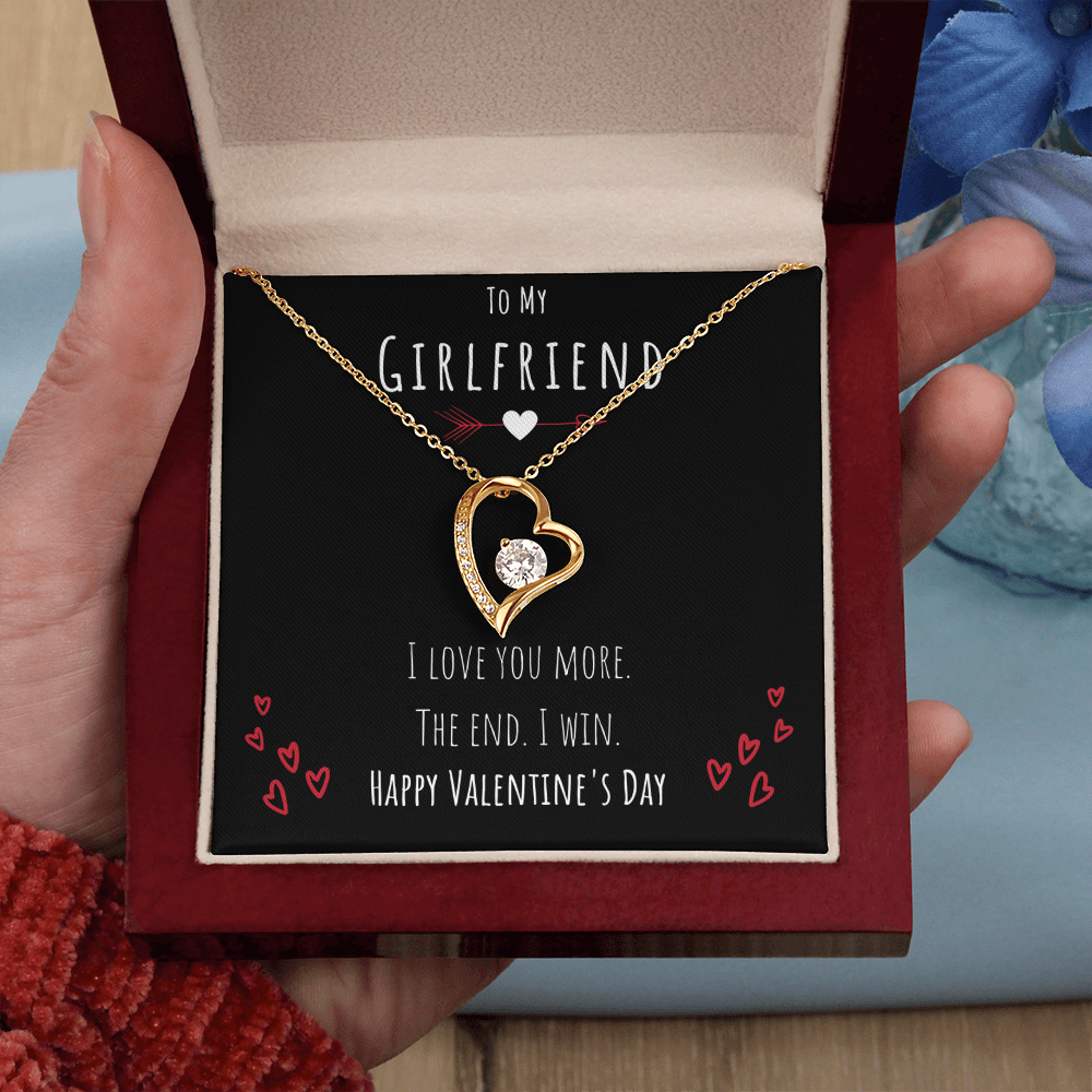 To My Girlfriend I Love You More Forever Love Necklace Jewelry Message Card Valentines Day Gift For Her From Boyfriend by Best Gifts 305