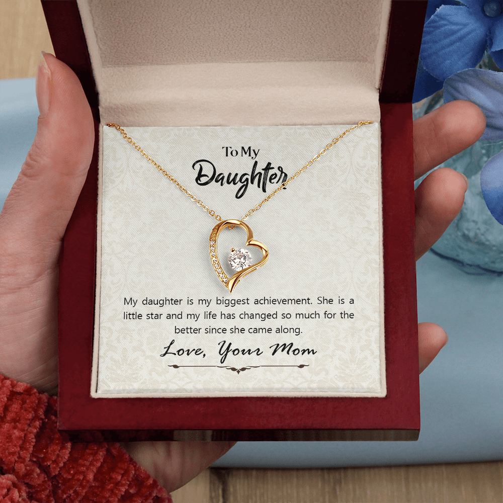 Daughter Heart Necklace from Mom – Forever Love Pendant, Cubic Zirconia Jewelry Gift for Daughter