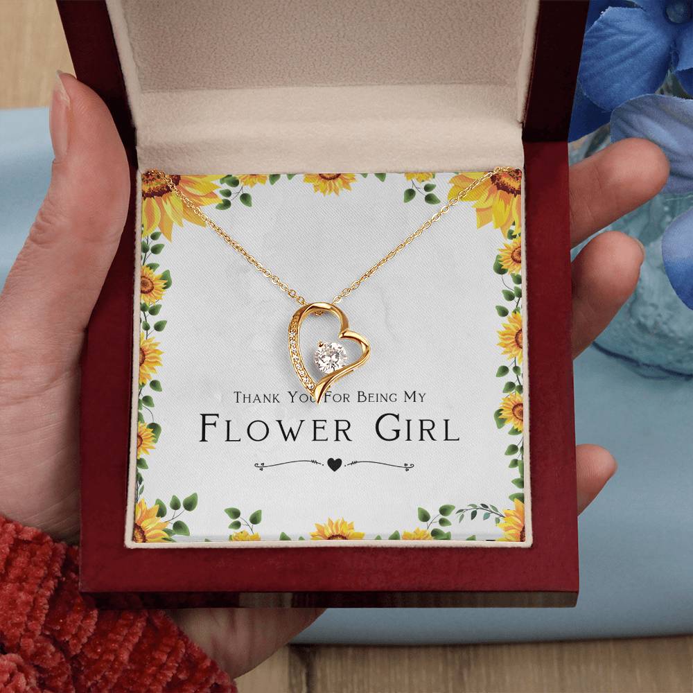 Flower Girl Gift For Wedding Day, Thank You For Being My Flower Girl, Flower Girl Gift From Bride - Forever Love Pendant Necklace with Cute Message Card by Best Gifts 305