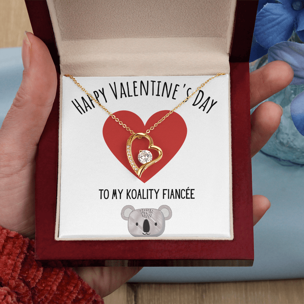 Funny Koala Valentines Day Forever Love Necklace Jewelry Gift For Fiancée, Funny Fiancée V-Day Present From Fiancé, Cute Valentine's Day Message Card Jewelery by Best Gifts 305