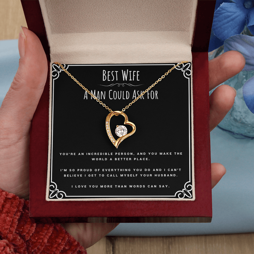 Best Wife A Man Could Ask For Valentines Day Message Card Jewelry Forever Love Necklace Gift From Husband, Wife Anniversary Present, Birthday Christmas Gifts For Wife by Best Gifts 305