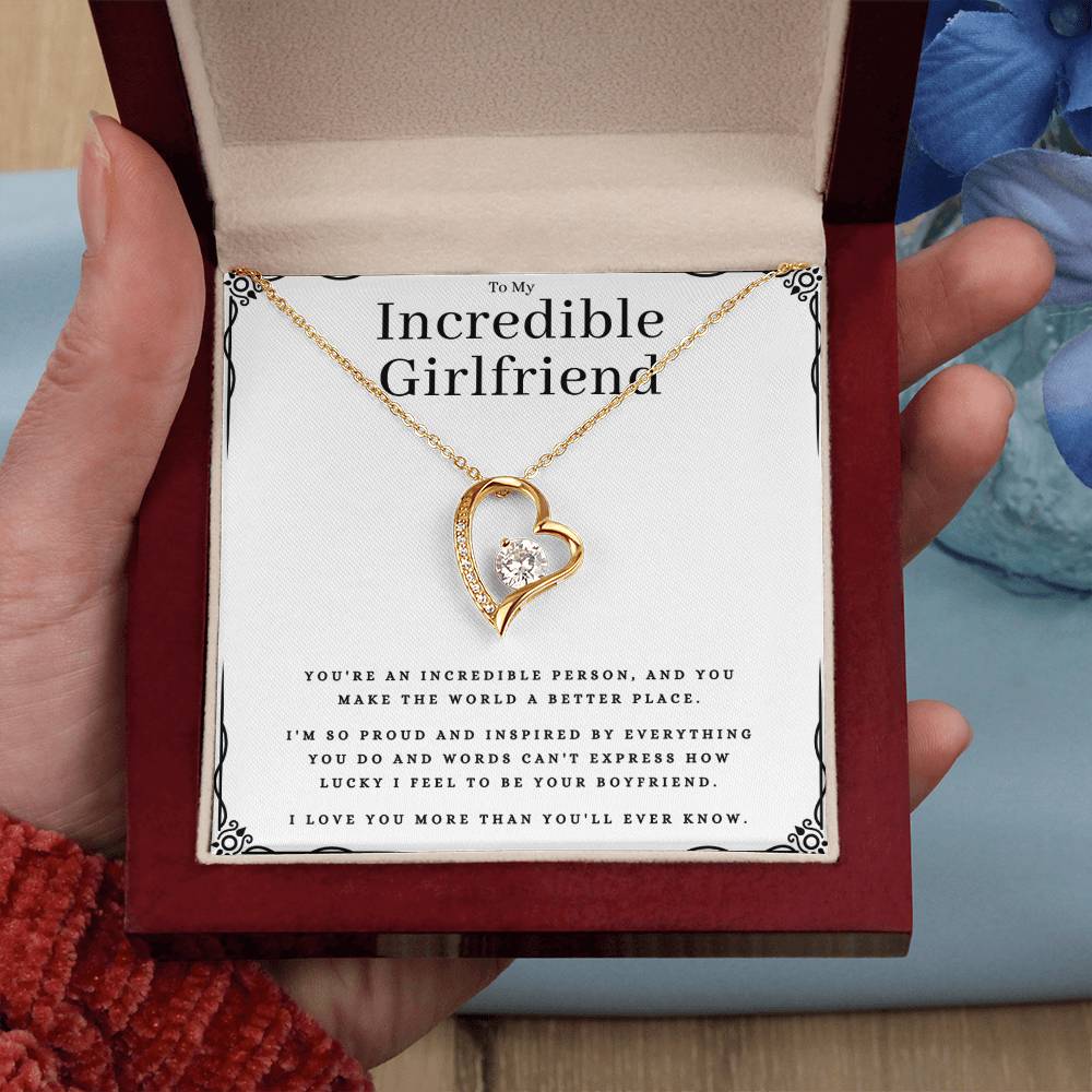 To My Incredible Girlfriend Jewelry Message Card Gift Forever Love Necklace Birthday Present From Boyfriend, Incredible Girlfriend Valentines Day Present by Best Gifts 305