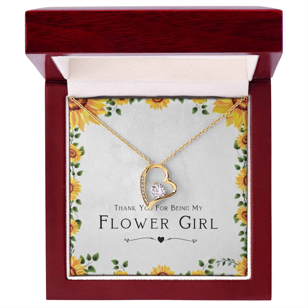 Flower Girl Gift For Wedding Day, Thank You For Being My Flower Girl, Flower Girl Gift From Bride - Forever Love Pendant Necklace with Cute Message Card by Best Gifts 305