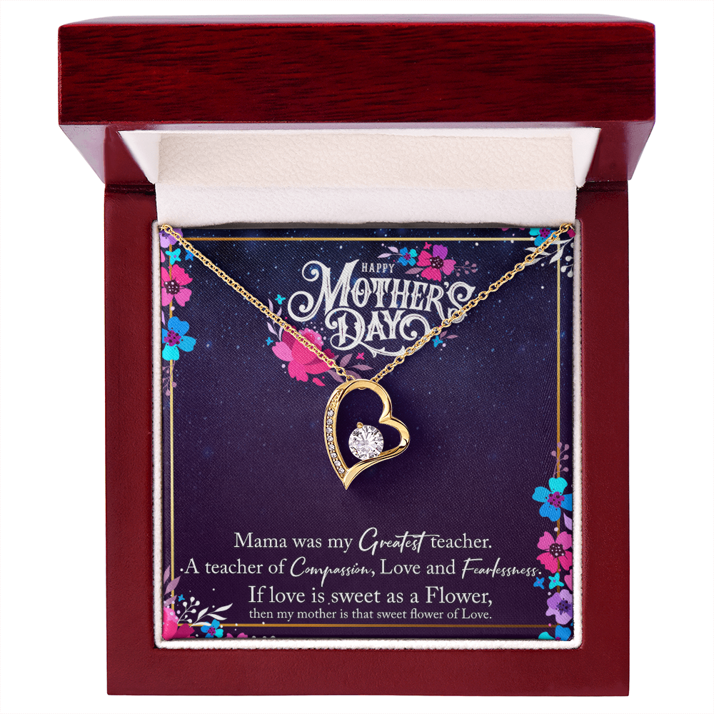 Forever Love Necklace – 14k White Gold or 18k Yellow Gold Finish with Heart Pendant & 6.5mm Cubic Zirconia for Mother's Day
