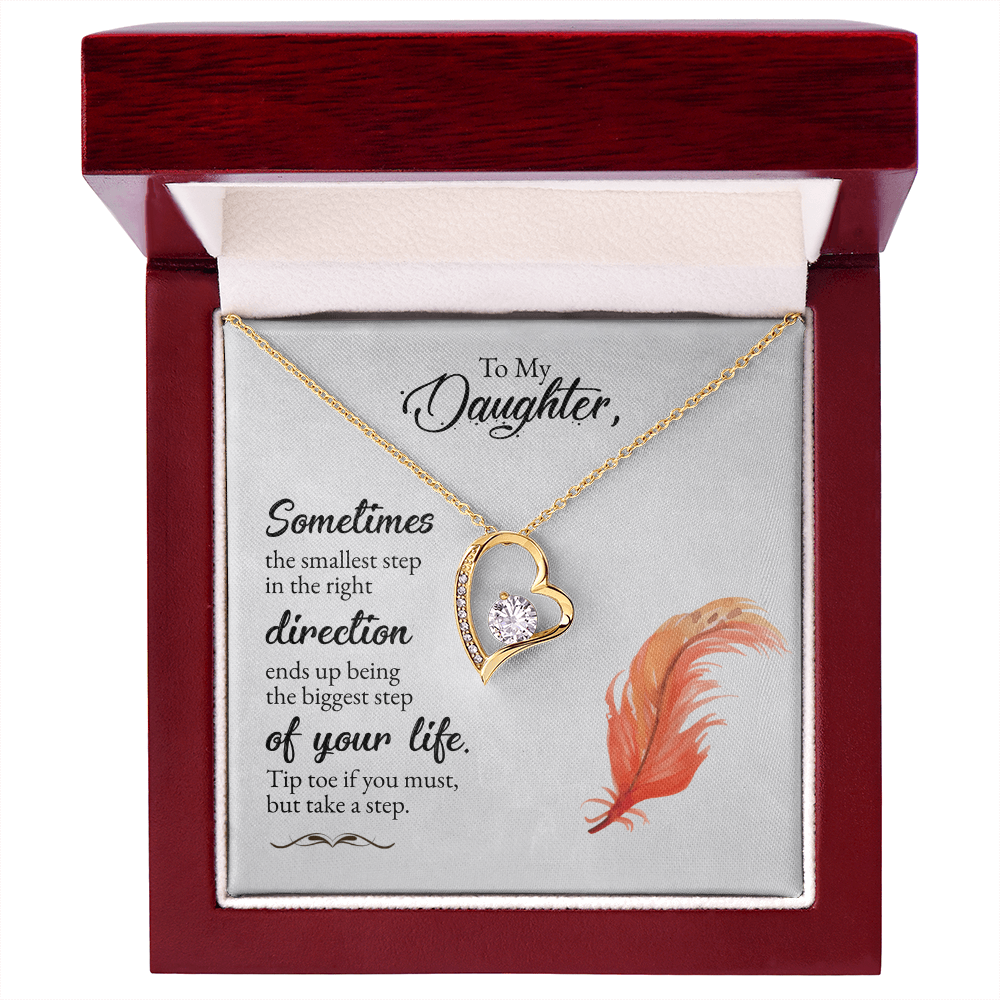 To My Daughter Forever Love Necklace – Heart CZ Pendant Gift from Mom or Dad for Encouragement & Inspiration