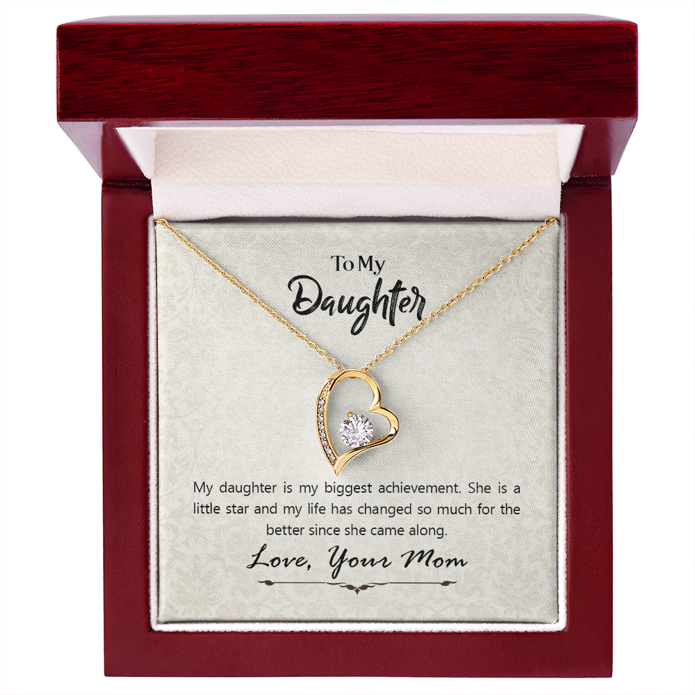 Daughter Heart Necklace from Mom – Forever Love Pendant, Cubic Zirconia Jewelry Gift for Daughter