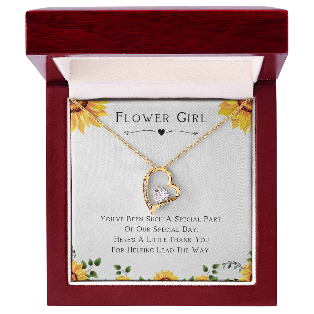 Flower Girl Gift For Wedding Day, Thank You For Leading The Way, Flower Girl Gift From Bride - Forever Love Necklace with Cute Message Card by Best Gifts 305