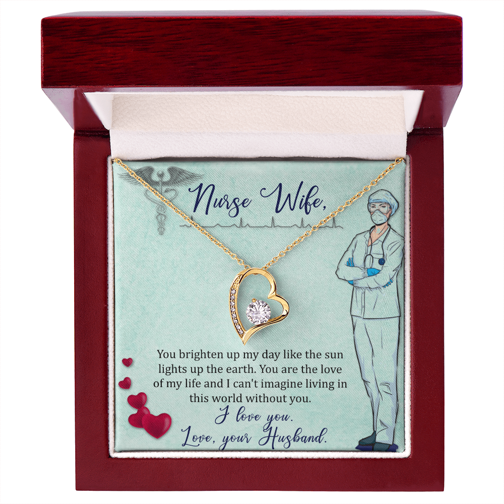 Forever Love Necklace for Nurse Wife - Stunning 6.5mm CZ Heart Pendant - 14K White Gold or 18K Yellow Gold Finish - Adjustable Chain - Perfect Gift from Husband