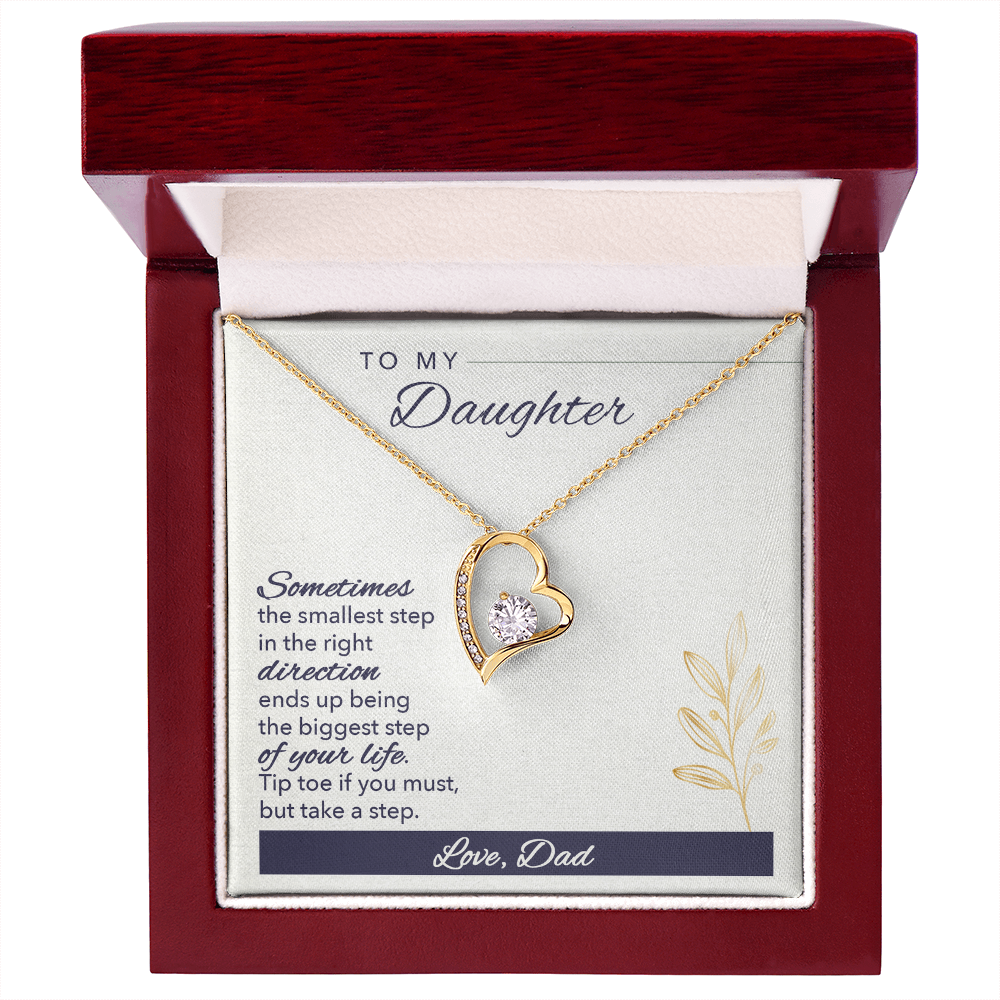 Forever Love Heart Necklace for Daughter – Dad to Daughter Gift, CZ Pendant, Inspirational Jewelry