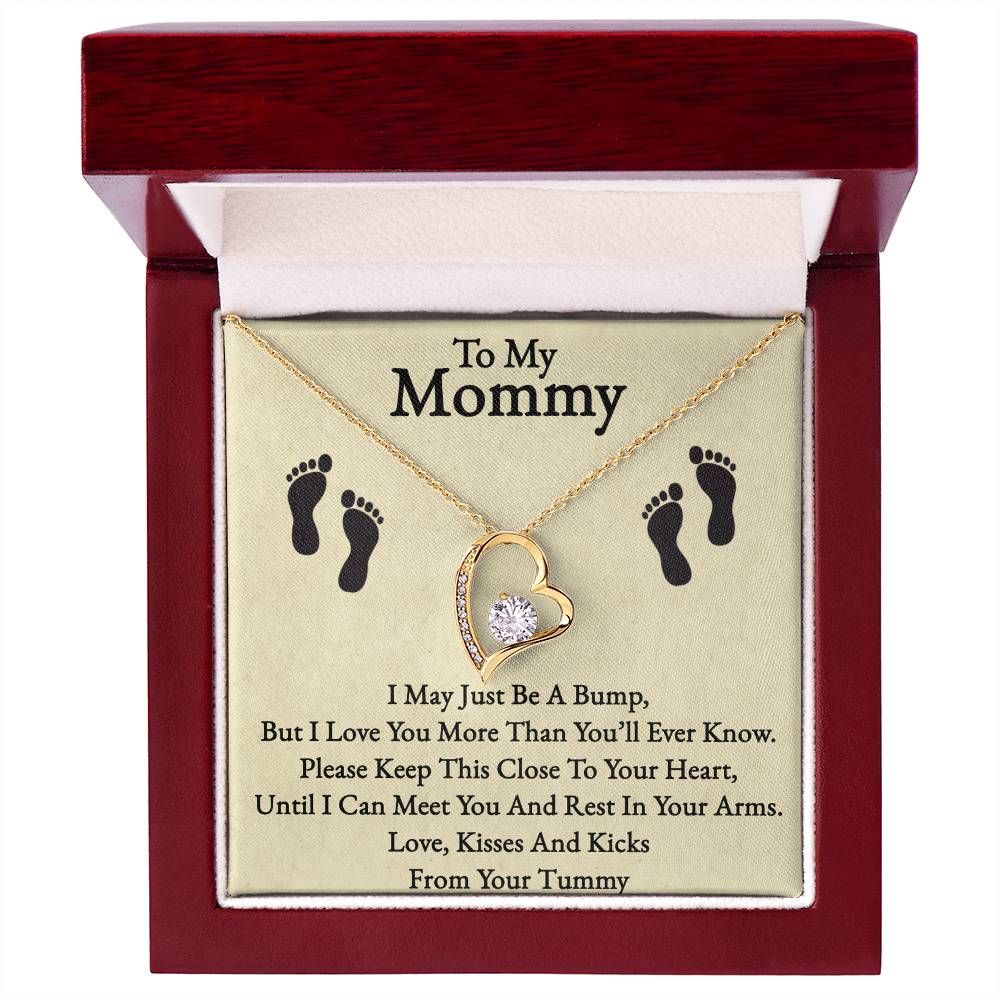To My Mommy Forever Love Necklace – Pregnancy Announcement Gift, Heart Pendant with CZ Crystal, Adjustable Chain – Thoughtful Jewelry for Expecting Moms
